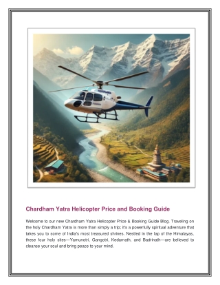 Chardham Yatra Helicopter Price and Booking Guide