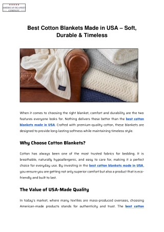 Best Cotton Blankets Made in USA – Soft, Durable & Timeless