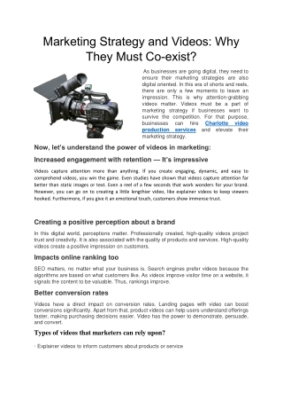 Marketing Strategy and Videos: Why They Must Co-exist?