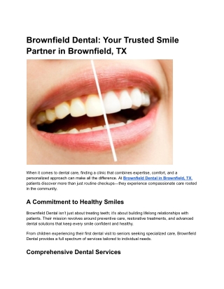 Brownfield Dental_ Your Trusted Smile Partner in Brownfield, TX