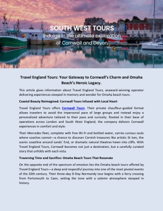 Coastal Beauty Reimagined, Cornwall Tours Infused with Local Heart