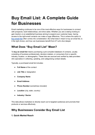 Buy Email List: A Complete Guide for Businesses