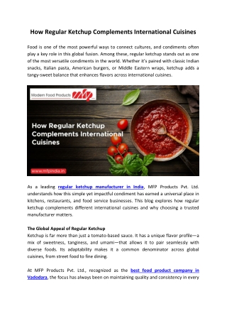 How Regular Ketchup Complements International Cuisines