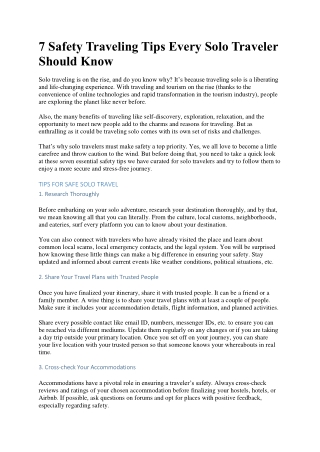 7 Safety Traveling Tips Every Solo Traveler Should Know - Krish