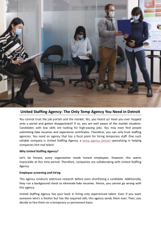 United Staffing Agency The Only Temp Agency You Need in Detroit
