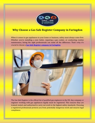 Why Choose a Gas Safe Register Company in Faringdon