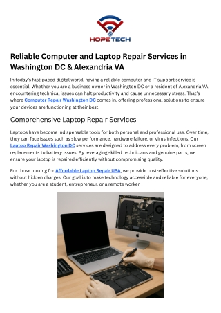 Laptop Repair Washington Dc