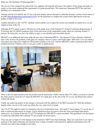 What are the functions of samsung hdtv