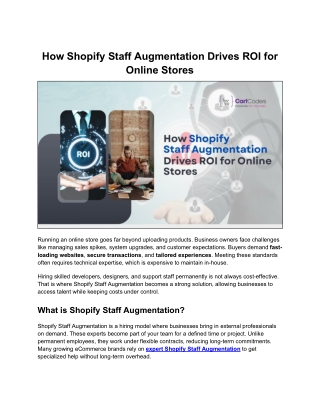 Maximizing Online Store ROI with Shopify Staff Augmentation