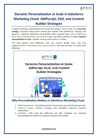 Dynamic Personalization at Scale in Salesforce Marketing Cloud - AMPscript, SSJS, and Content Builder Strategies
