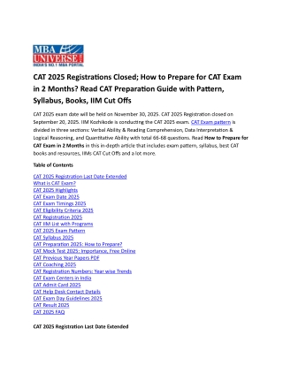 How to Prepare in 2 Months for CAT Exam