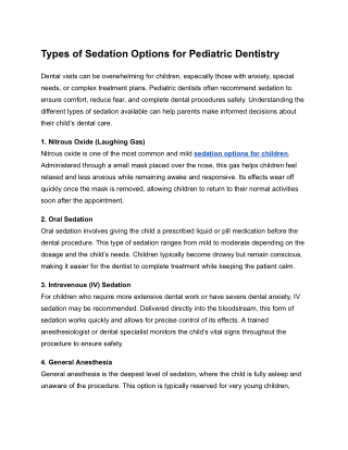 Types of Sedation Options for Pediatric Dentistry