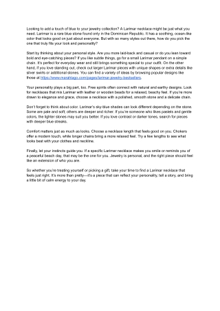 How to Choose the Perfect Larimar Necklace for Your Personality and Style