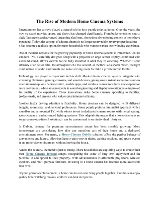 The Rise of Modern Home Cinema Systems