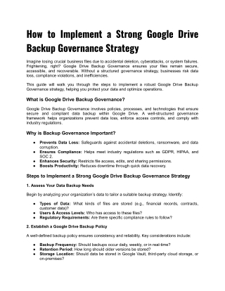 How to Implement a Strong Google Drive Backup Governance Strategy