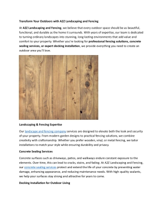 Transform Your Outdoors with A2Z Landscaping and Fencing