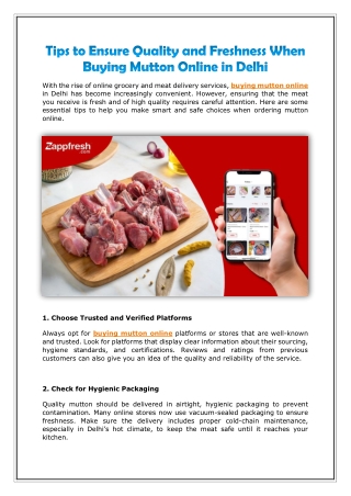 Tips to Ensure Quality and Freshness When Buying Mutton Online in Delhi