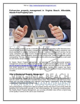 Full-service property management in Virginia Beach