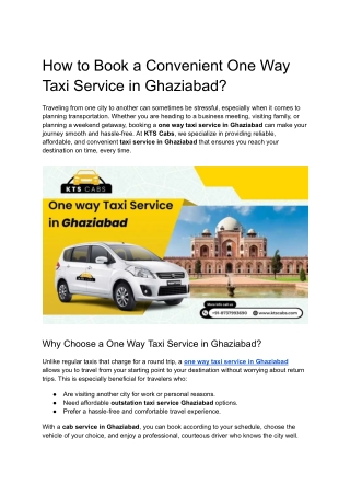One way taxi service in Ghaziabad