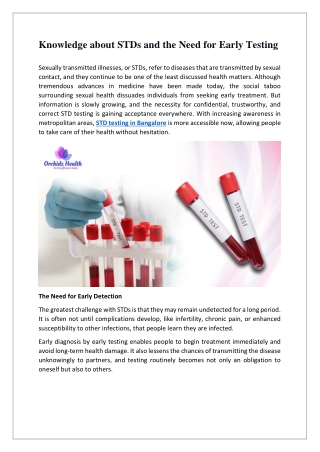 Knowledge about STDs and the Need for Early Testing