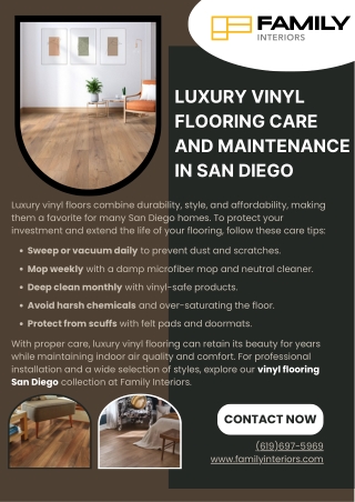 Luxury Vinyl Flooring Care and Maintenance in San Diego