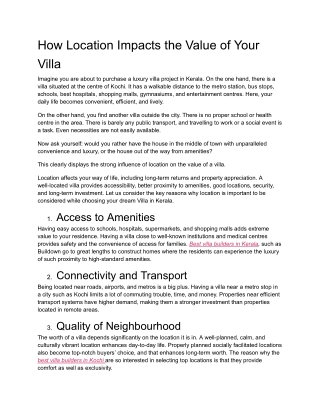How Location Impacts the Value of Your Villa