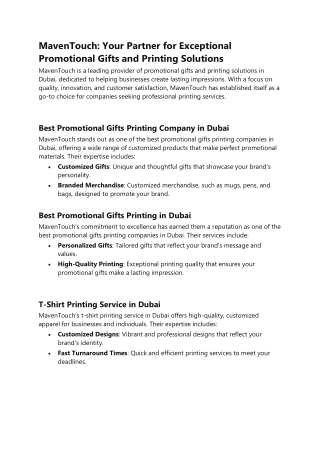 Maventouch-best ⁠Promotional gifts printing company in Dubai