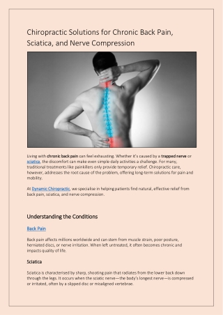 Chiropractic Solutions for Chronic Back Pain, Sciatica, and Nerve Compression