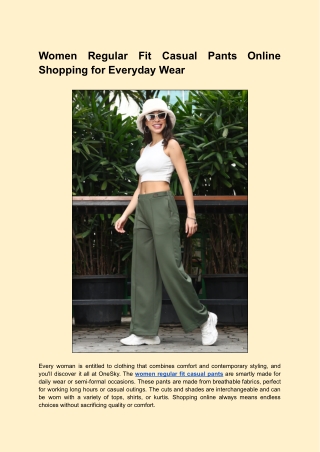 Women Regular Fit Casual Pants Online Shopping for Everyday Wear