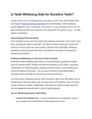 Is Teeth Whitening Safe for Sensitive Teeth