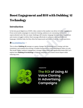 Boost Engagement and ROI with Dubbing AI Technology