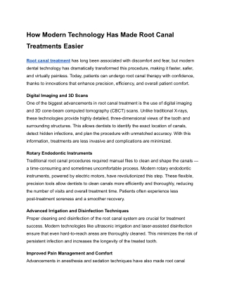 How Modern Technology Has Made Root Canal Treatments Easier