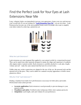 Find the Perfect Look for Your Eyes at Lash Extensions Near Me