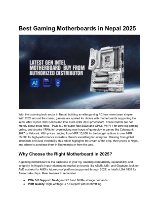 Best Gaming Motherboards in Nepal 2025