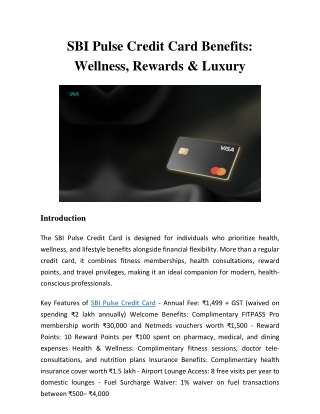 Sbi Pulse Credit Card kkk Pdf