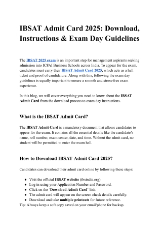 IBSAT Admit Card 2025_ Download, Instructions & Exam Day Guidelines