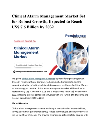 Clinical Alarm Management Market