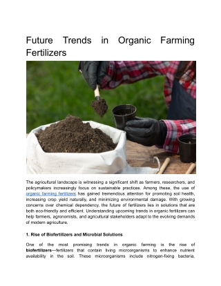 Future Trends in Organic Farming Fertilizers