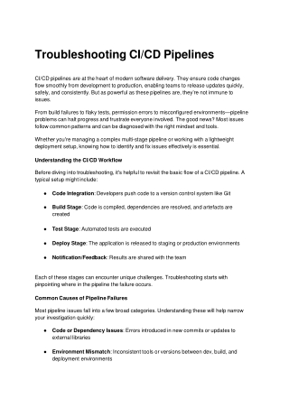 Troubleshooting CI_CD Pipelines