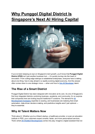 Why Punggol Digital District Is Singapore’s Next AI Hiring Capital