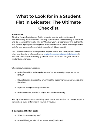 What to Look for in a Leicester Student Flat?: The Ultimate Checklist