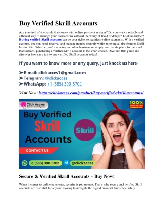 Safe Platforms to Buy Verified Skrill Accounts Online – Expert Advice