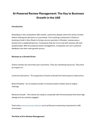 AI-Powered Review Management The Key to Business Growth in the UAE