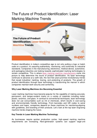 The Future of Product Identification Laser Marking Machine Trends