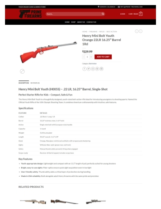 Henry Mini Bolt Youth Orange 22LR 16.25″ Barrel 1Rd in USA - prime-firearms.com