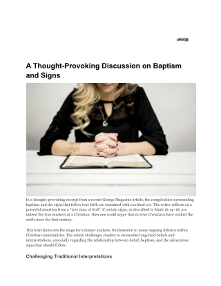 A Thought-Provoking Discussion on Baptism and Signs