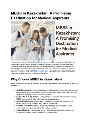 MBBS in Kazakhstan_ A Promising Destination for Medical Aspirants