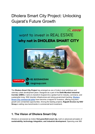 Dholera Smart City Project: Unlocking Gujarat’s Future Growth