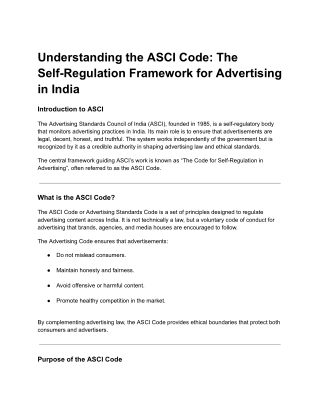 Understanding the ASCI Code_ The Self-Regulation Framework for Advertising in India