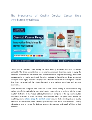 The Importance of Quality Cervical Cancer Drug Distribution by Oddway